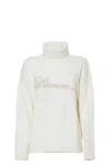 Blumarine Butter White Cashmere Turtleneck Sweater In White