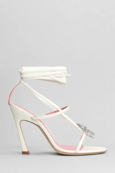 BLUMARINE BUTTERFLY 111 SANDALS IN WHITE LEATHER