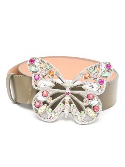 Blumarine Butterfly-buckle Belt In Green