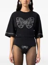 Blumarine Butterfly-embellished T-shirt In Black