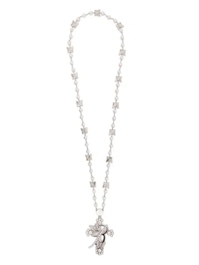 Blumarine Butterfly Embellishment Necklaces In Metallic