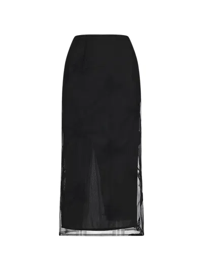 Blumarine Butterfly Embroidered Midi Skirt In Black