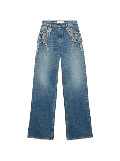 Blumarine Butterfly Jeans In Blue