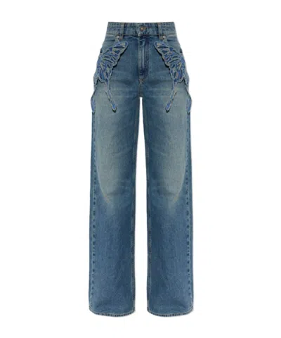 Blumarine Butterfly Jeans In Blue