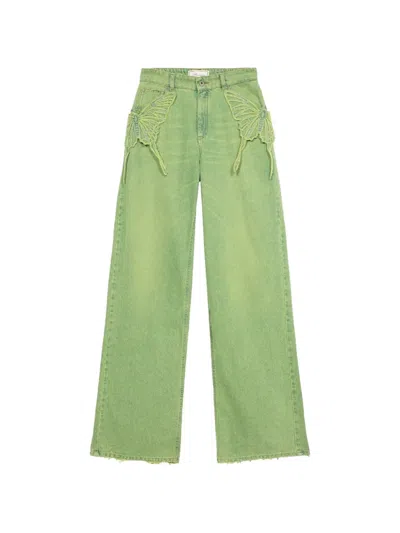 Blumarine Butterfly Jeans In Green
