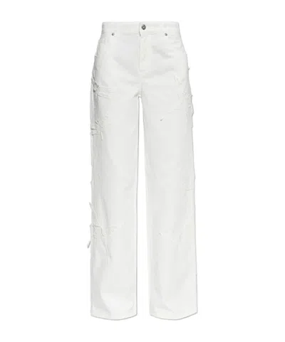 Blumarine Butterfly Lace Jeans In White
