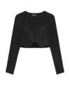 Blumarine Butterfly-motif Cropped Top In Black