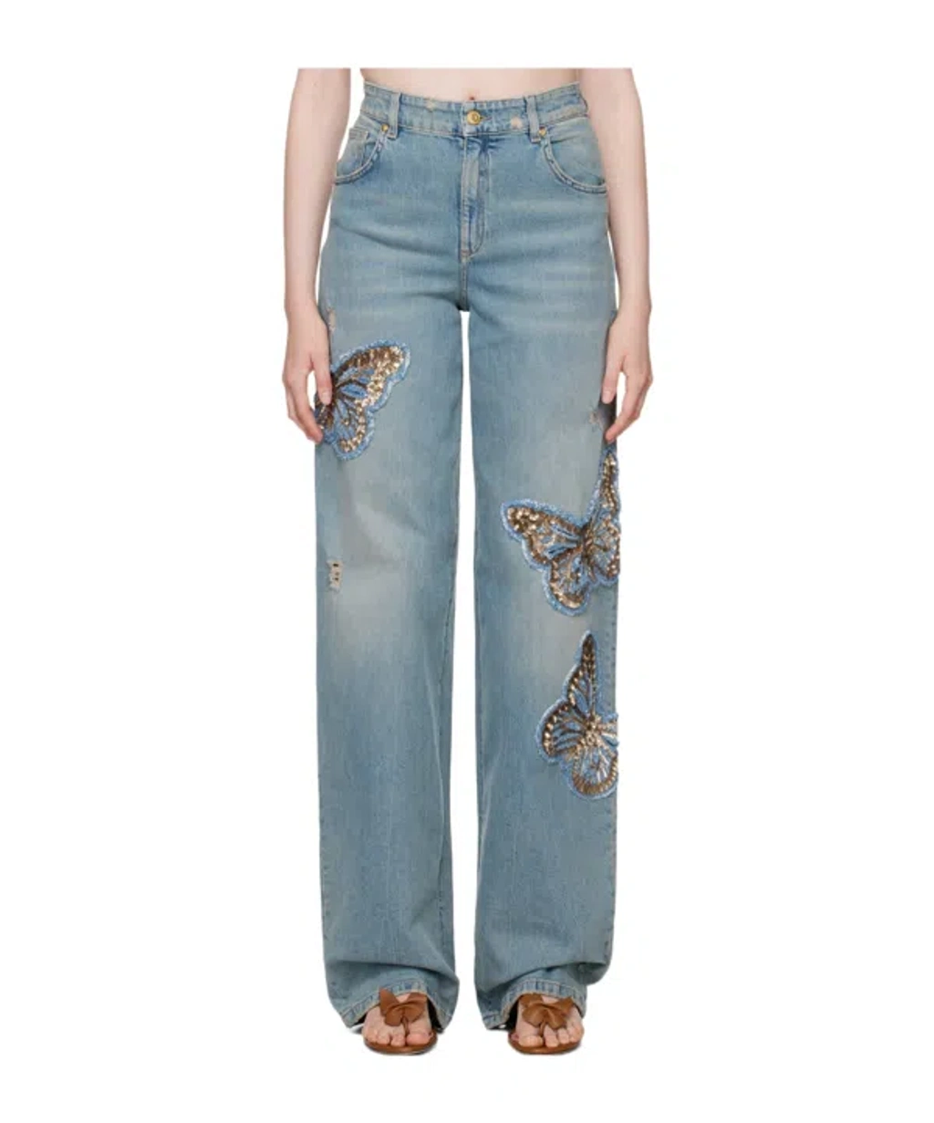 ❤︎mamirin❤︎ Skinny jeans with rose embroidery - Blumarine