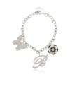 Blumarine Butterfly Rose Charm Bracelet In Metallic