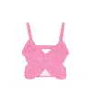 Blumarine Butterfly Sleeveless Crop Top In Pink
