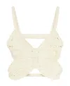 Blumarine Butterfly Sleeveless Crop Top In White