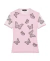 Blumarine Butterfly-studded Semi-sheer T-shirt In Pink