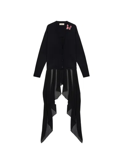 Blumarine Butterfly-appliqué Cardigan In Black