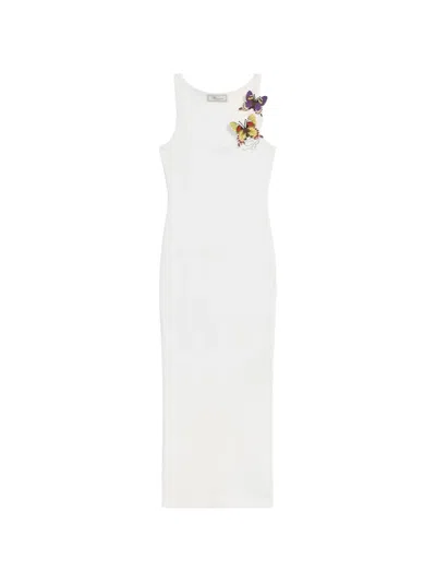 Blumarine Butterfly Tank Dress In White