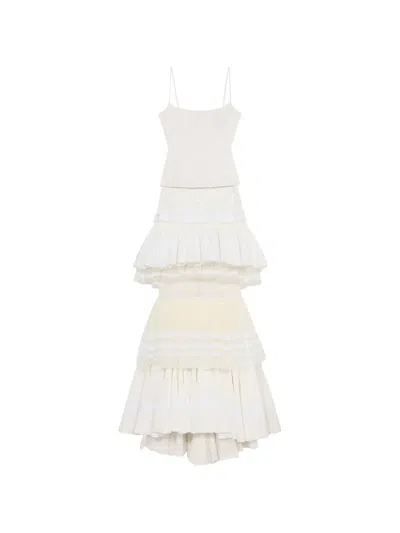 Blumarine Butterfly-appliqué Pleated Maxi Dress In White
