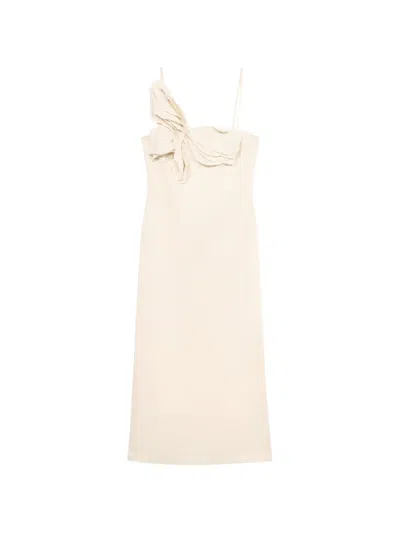 Blumarine Butterfly-detail Midi Dress In Nude
