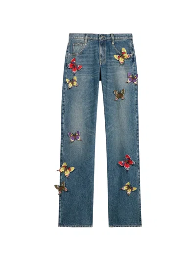Blumarine Butterfly-embellishment Jeans In Blue