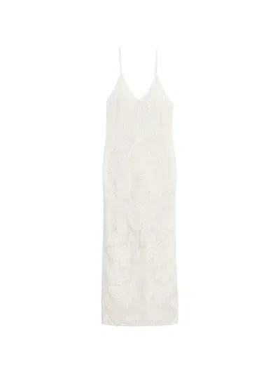 Blumarine Butterfly-motif V-neck Maxi Dress In Neutral