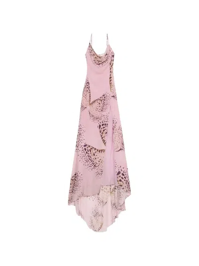 Blumarine Butterfly-print Maxi Dress In Pink