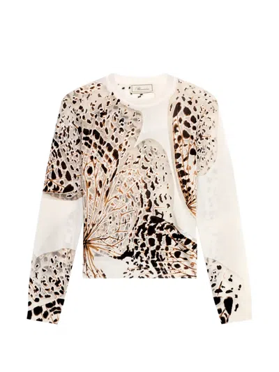 Blumarine Butterfly-print T-shirt In Neutral