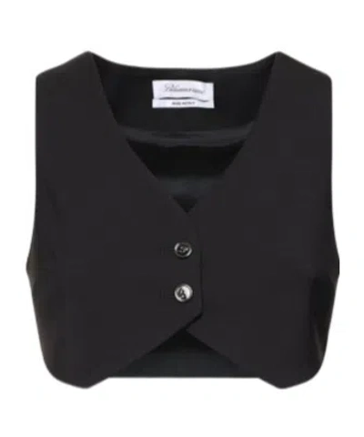 Blumarine Button Short Vest In Black
