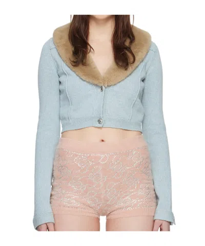 Blumarine Button-spliced Knitted Cardigan In Multicolor
