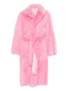 Blumarine Button-up Fur Coat In Pink