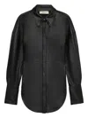 Blumarine Black Shirt With Classic Collar And Waistband In Leather Woman In Black