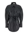 Blumarine Black Shirt With Classic Collar And Waistband In Leather Woman In Black