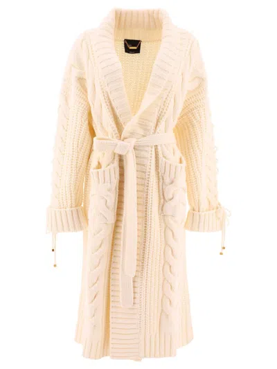 Blumarine Cable-knit Cardi-coat In White