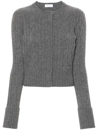 Blumarine Cable-knit Cardigan In Grey