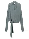 Blumarine Cable-knit Distressed Sweater In Gray