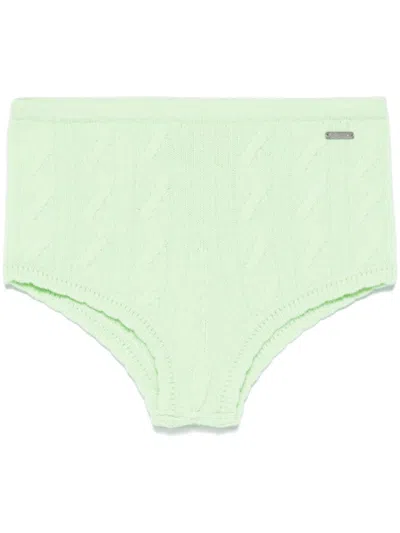 Blumarine Cable-knit Shorts In Green