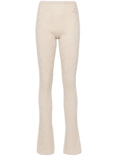 Blumarine Cable-knit Straight Trousers In Neutrals