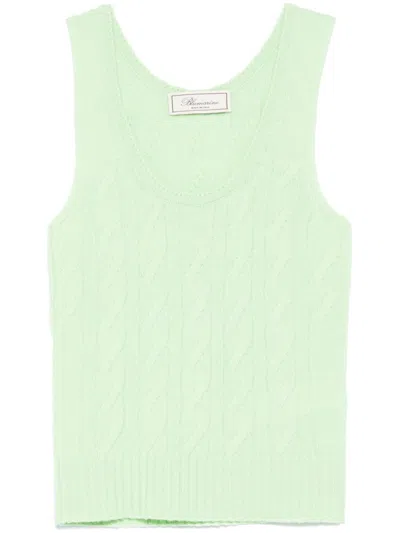 Blumarine Cable-knit Tank Top In Green