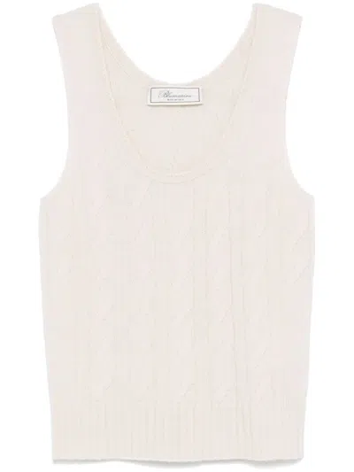 Blumarine Cable-knit Tank Top In Neutrals
