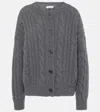 Blumarine Cable-knit Wool And Cashmere Cardigan In Grey