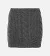 Blumarine Cable-knit Wool And Cashmere Miniskirt In Grey
