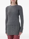 Blumarine Cable-stitch Crew-neck Sweater In Gray