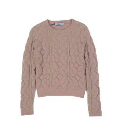 Blumarine Cable-knit Mohair Sweater In Brown