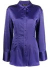 Blumarine Purple Satin-effect Fitted Shirt In N0771 Melanzana