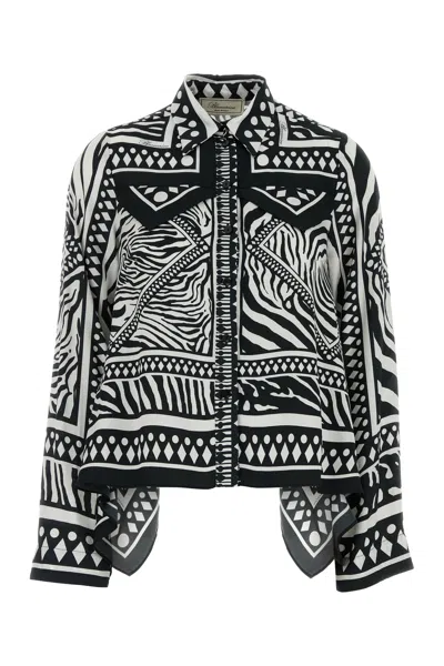 Blumarine Women Printed Twill Shirt In Black