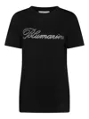 Blumarine Jersey T-shirt With Dripping-effect Logo In Negro