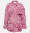 Blumarine Camouflage Denim Cargo Jacket In Pink
