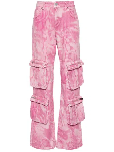 Blumarine Camouflage Print Cargo Trousers In Pink
