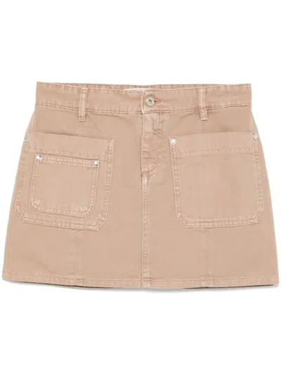 Blumarine Canvas Mini Skirt In Nude