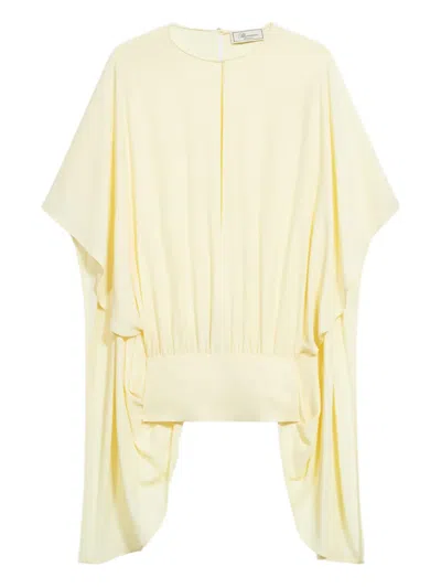 Blumarine Cap-sleeve Blouse In Yellow