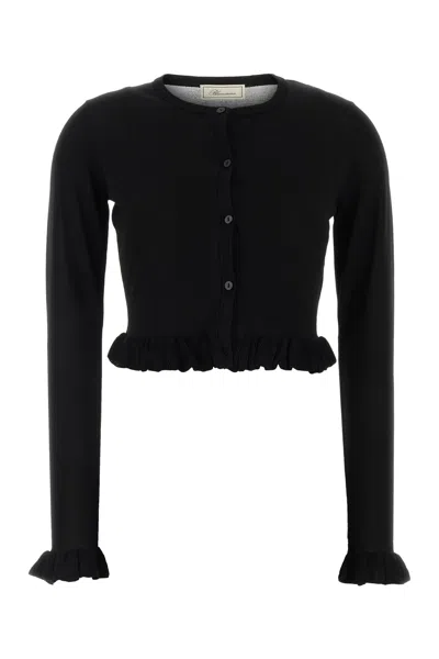 Blumarine Viscose Blend Cardigan Long Sleeves Cropped Ruffles In Black