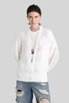 Blumarine Textured Knit Oversize V-neck Cardigan In White