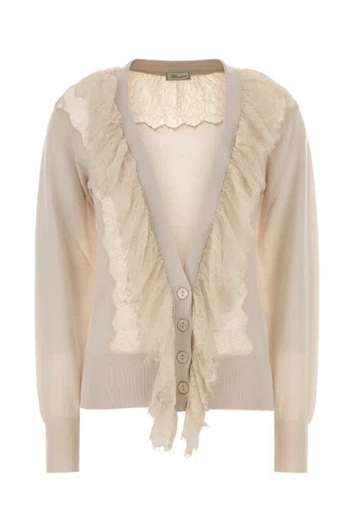 Blumarine Long-sleeve Open-front Cardigan In Neutral